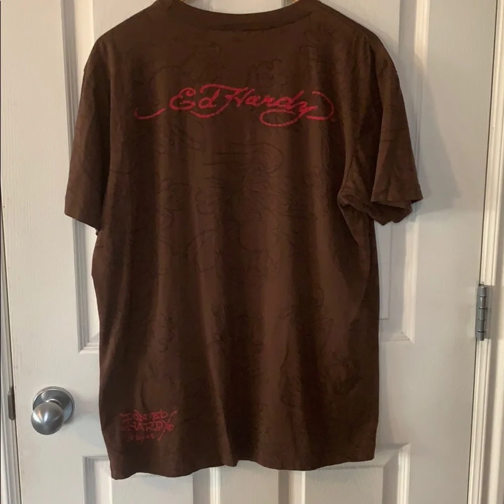 Vintage Ed Hardy Y2K Panther & Rose  sequined T-Shirt - Picture 6 of 9